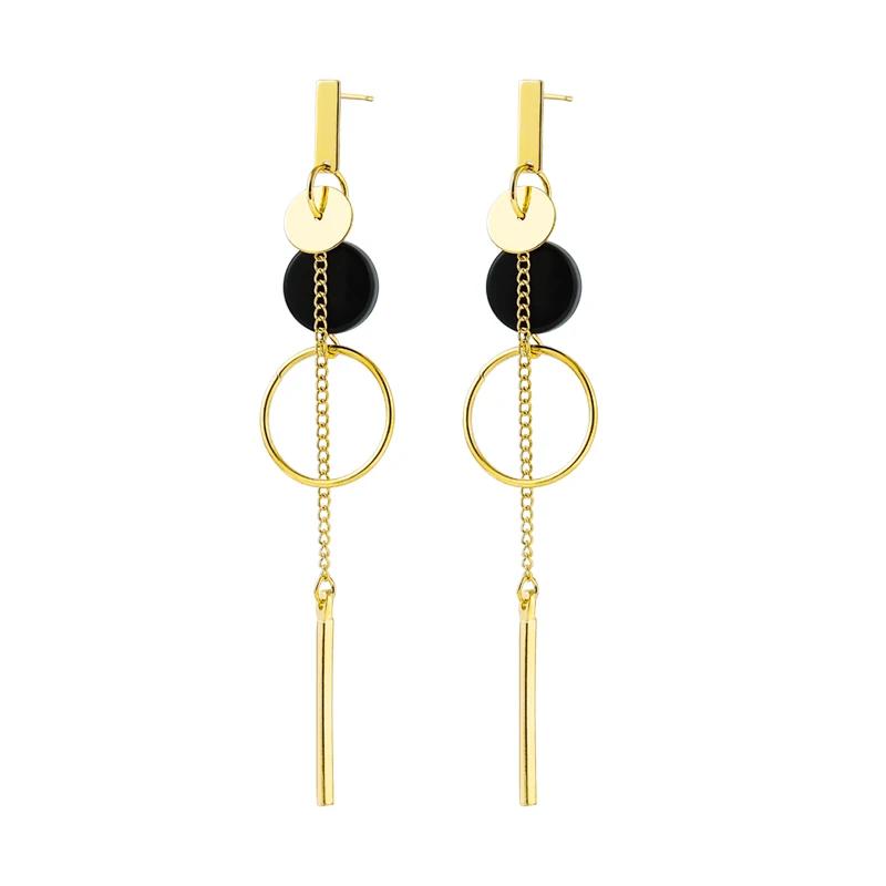 X& P новые модные круглые корейские серьги для женщин геометрические металлические акриловые золотые длинные серьги с кисточкой женские свадебные ювелирные изделия - Окраска металла: Gold