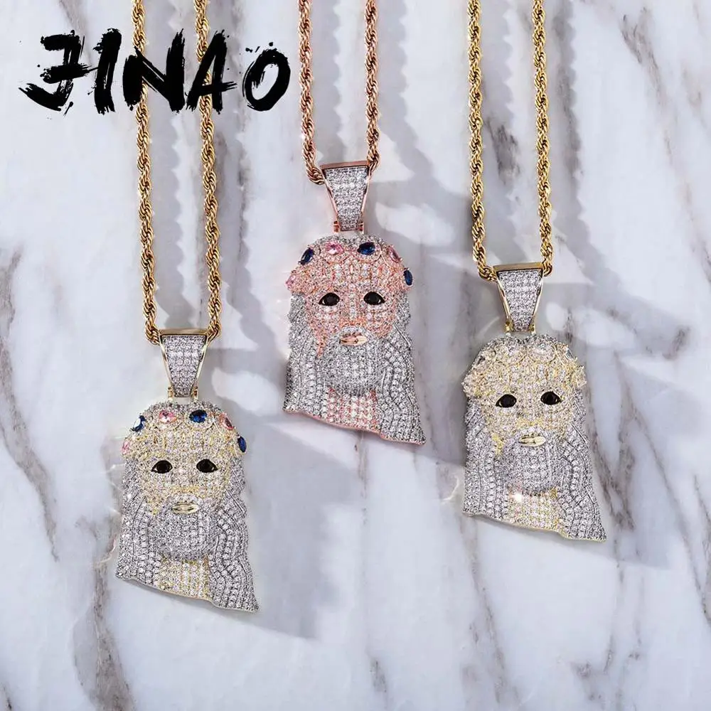 

Ожерелье JINAO с кулоном в виде Иисуса, украшение из меди с покрытием под золото в стиле панк, с микрозакрепкой фианита