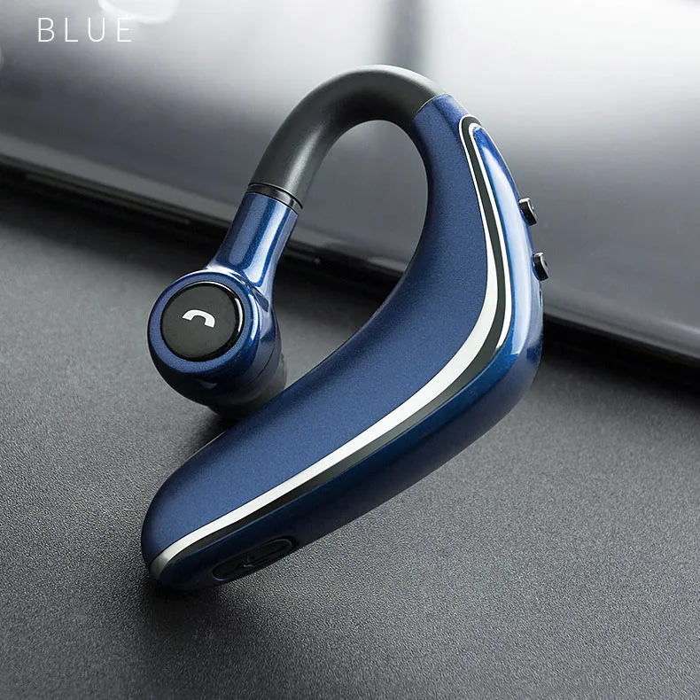 Blue Автомобильные Bluetooth наушники с одним ухом, гарнитура с микрофоном, портативные мини стерео HiFi IPX4 водонепроницаемые беспроводные наушники с ушным крюком - Цвет: Blue