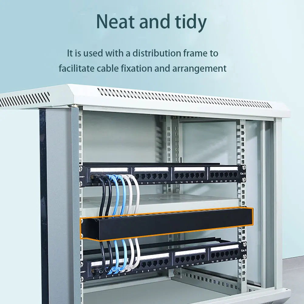 Cable Management Rack Horizontal Mount Cable Clips Rail 1U 20 Slots Distribution Frame Jack Modular Distribution Frame