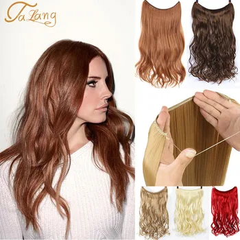 

TALANG 24inches high temperature synthetic natural wig hair extension fish line hair extension straight curly water wave
