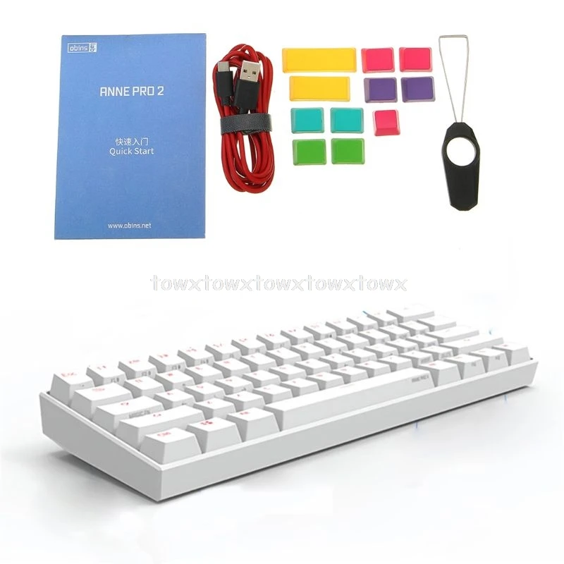 GateronBrown White Anne Pro2 60% Bluetooth 4,0 type-C RGB 61 клавиша Механическая игровая клавиатура Вишневый переключатель Gateron - Цвет: GateronBrown White