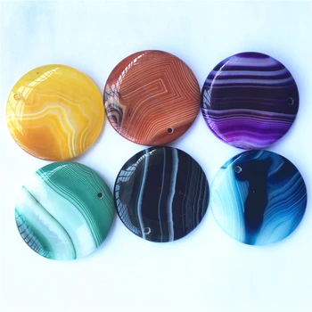 

Hot New Stylish Colorful Mixed Style Flat Bottom Natural Onyx Agates Pendants Charms Green Black Orange Blue Yellow Purple 6Pcs