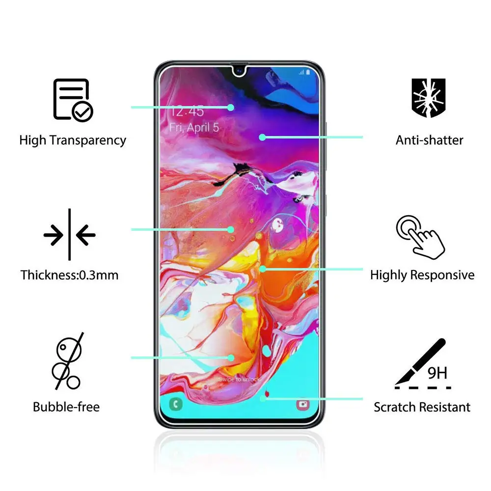 Защитное стекло закаленное 9H HD для Samsung Galaxy A50/A40/A30/A10/A80|Защитные стёкла и плёнки| |