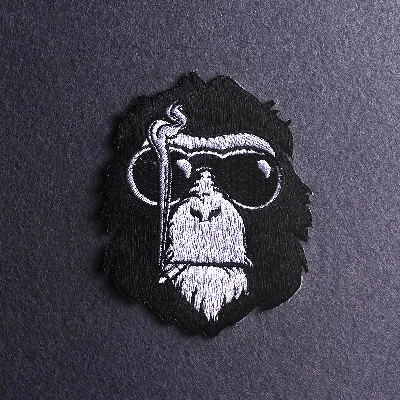 

Gorilla Skull Patch Embroidered Patches For Clothing Punk Badge Iron On Patch On Clothes Stripe Applique Patches Stripe Sticker