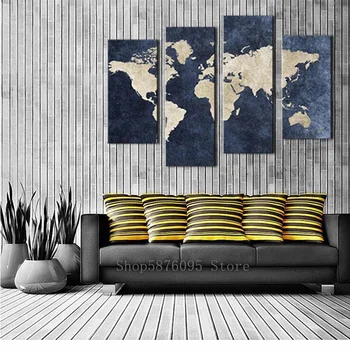 

4 panel Blue World Map Diamond Painting Square Diamond Embroidery 5D Diy Mosaic Rhinestone Multiple pieces Home Decor TT3047