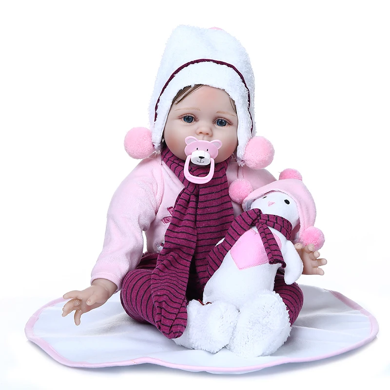 Куклы-младенец 22 дюйма Маленькая детская мягкая силиконовая кукла-младенец для
