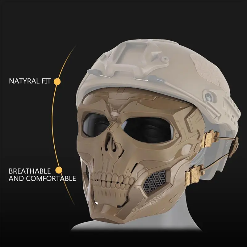 Halloween Skeleton Airsoft Mask Full Face Skull Cosplay Masquerade Party Mask Paintball Military Co