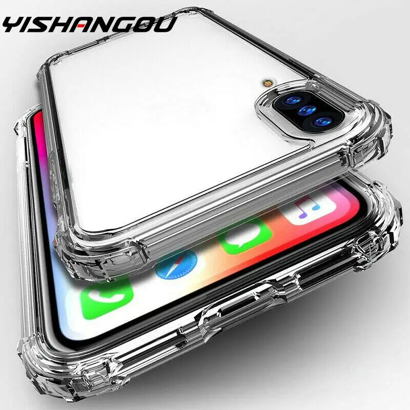 Shockproof Bumper Transparent Silicone Phone Case For Xiaomi Mi Poco X3 Note 10 Pro A3 Lite 9T Redmi 9 9s 8 9A 8T 8A | Мобильные