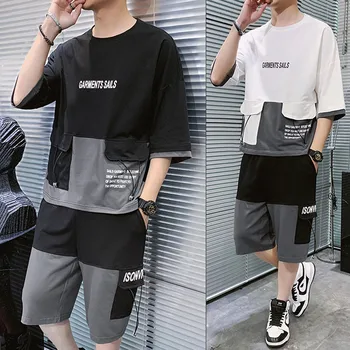 

HIP HOP Men's TrackSuit Sportswear Sets 2020 Summer Casual Two Piece Fashion Clothes T Shirts + Shorts Track Suit