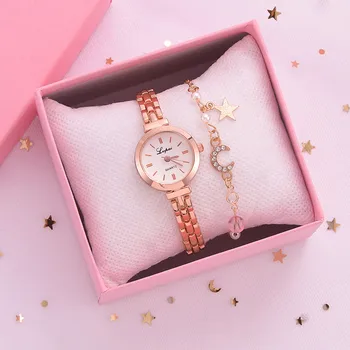 

Fashion Small Exquisite European Style Beauty Leisure Bracelet Watch Suit Color Bracelet for Women's watches for lady Clock