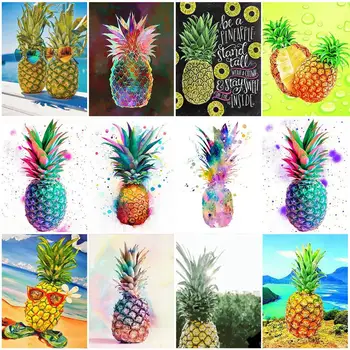 

DIY Painting By Numbers Pineapple Kit Oil Picture By Numbers Fruits Wall Art Canvas Painting Home Decoration Gift 40x50cm
