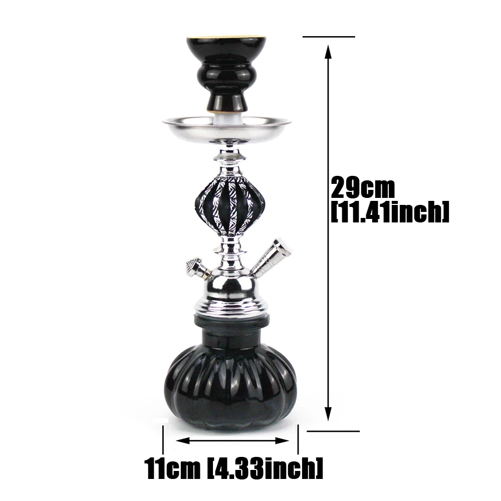 Glass Shisha Set Ceramic Bowl Single or double pipe Synthetic Leather Hose Metal Charcoal Tongs Narguile Sheesha Hookah Set