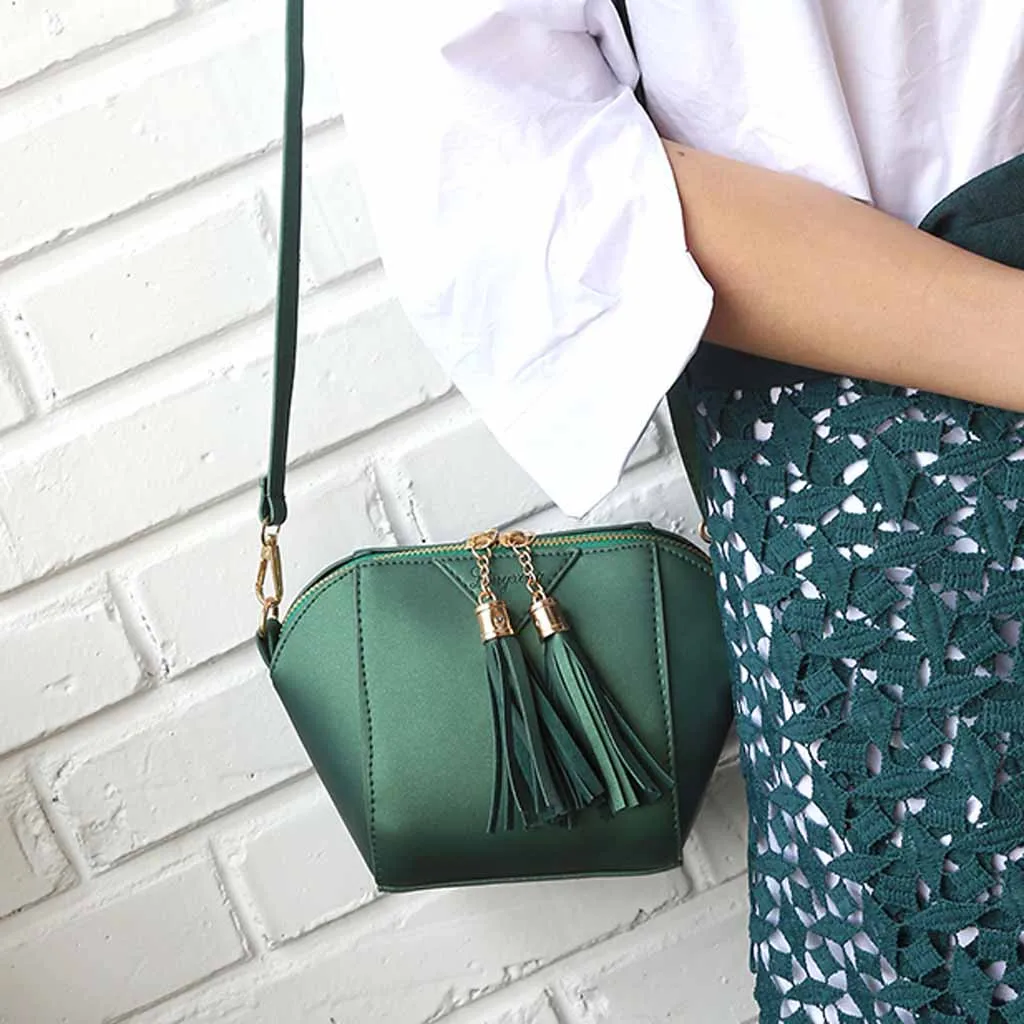 

Women's new tassel mini shell bag irregular phone bag fashion Messenger bag solid color zipper shoulder bag сумка женская