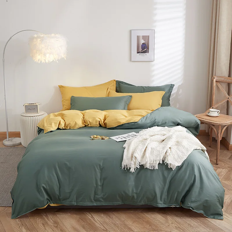 100% Cotton 1PC Duvet Cover 200X230 220x240 Quilt Nordic AB Side Solid Color No Bed Sheet Pillowcases Simple Bedclothes | Дом и сад