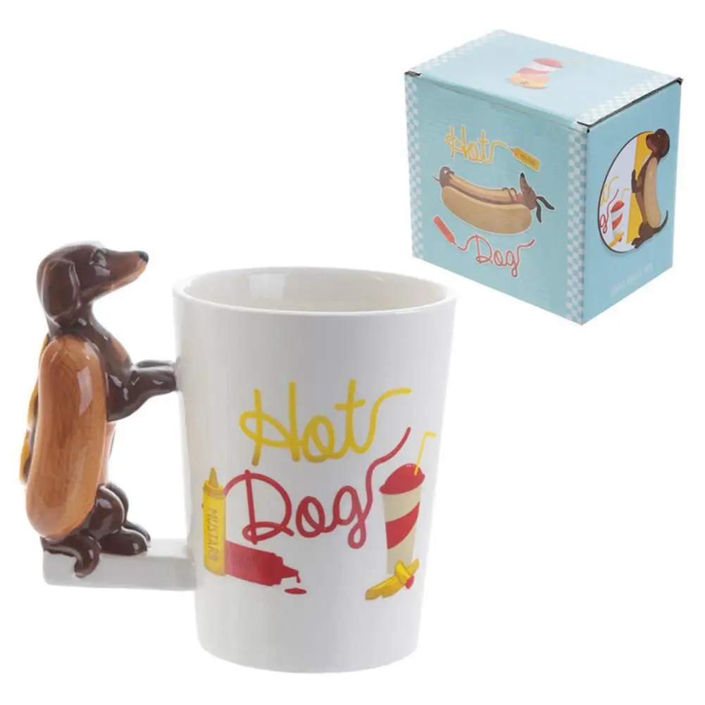 dachshund Милая 3D Ручка в виде животного керамическая кружка с большой емкостью для молока, чая, кофе - Цвет: dachshund