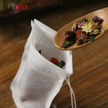 

100Pcs Kitchen Accessories Gadgets Non-woven Fabric Seal Filter Tea Coffee Bags Drawstring Pouch Herb Spice Filter Kitchen Tools