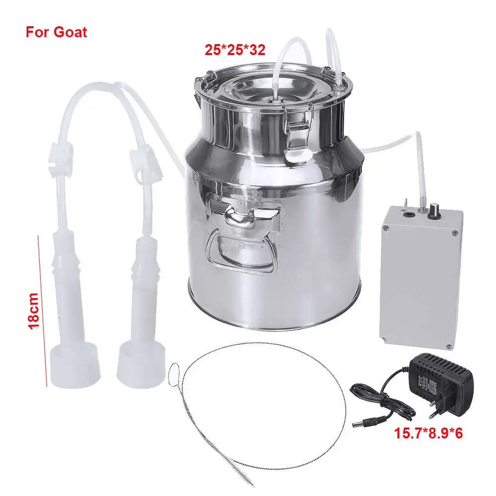 For Goat 14л Безопасная электрическая Доильная машина корова; Коза; овца Доильная портативная бочка с двумя головками с насосом силиконовый шланг доильный инструмент - Цвет: For Goat
