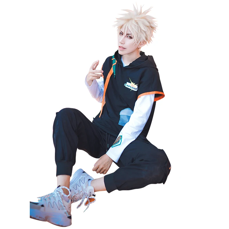 Аниме! My Hero Academy Bakugou кацуки, толстовка с капюшоном и длинными рукавами, футболка, маскарадный костюм, модная повседневная одежда