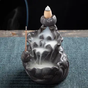 

2020 Incense Burner Teahouse Waterfall Lotus Backflow Incense Burner Ceramic Censer Home Decoration Christmas Gift аромалампа