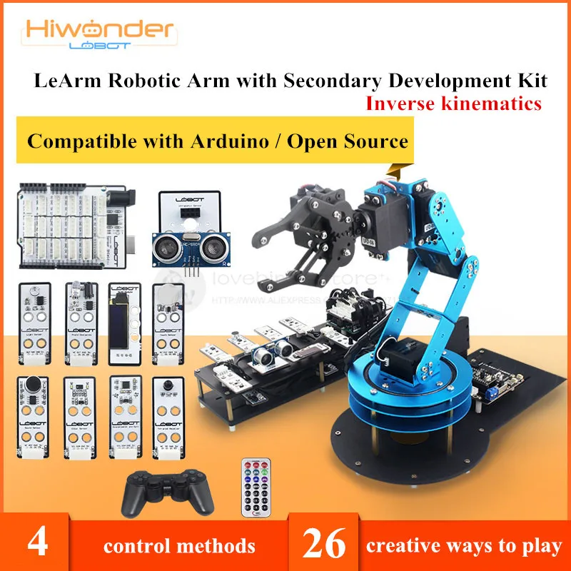 US $275.97 2019 LOBOT 6DOF Aluminum LeArm robotic arm Open source secondary develop MCU education robot