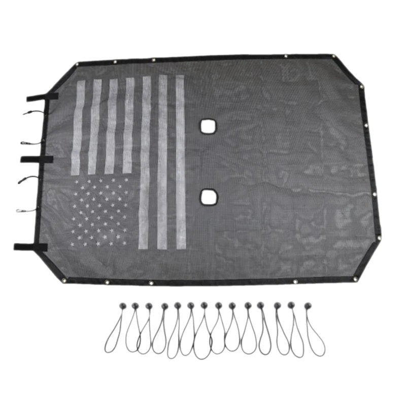

For Jeep Wrangler 4 Door Panel Roof Insulation Mesh Shade Net Jk Jku Parts Provide Uv Protection Cover With American Flag