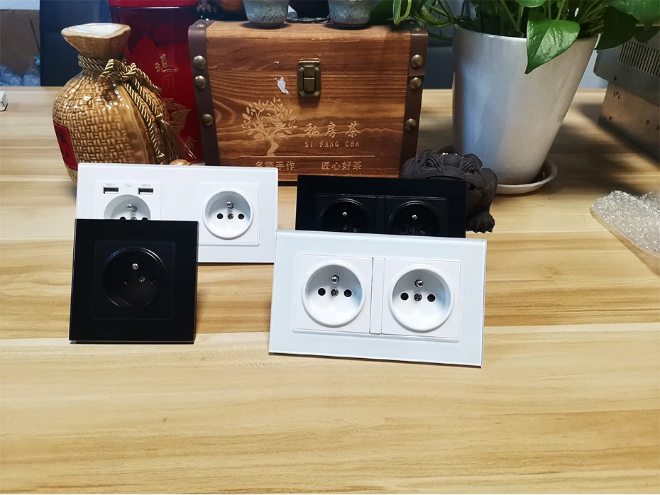 cristal painel de vidro tomada tomada elétrica