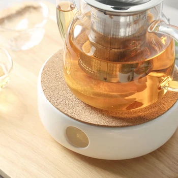 

White Heat-Resisting Teapot Warmer Insulation Base Round Candle Holder Teapot Holder Base Coffee Household Water Tea Warmer New
