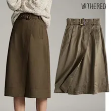 Увядшие английские элегантные офисные Женские однотонные ленты с высокой талией, длинные юбки женские юбки mujer moda миди юбки женские