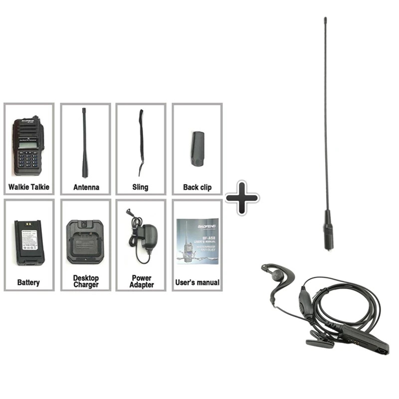 Add 1headset1antenna Baofeng BF-A58 Walkie Talkie IP67 Marine Waterproof UHF VHF Dual Band Two Way Radio Station Transceiver Ham Radio Baofeng BF A58 - Цвет: Add 1headset1antenna