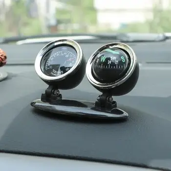 

2-in-1 Car Vehicle High Precision Compass Thermometer Guide Ball Interior Decor