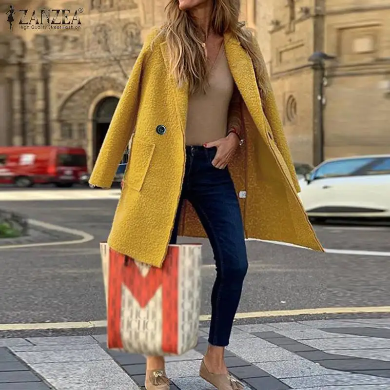 

ZANZEA 2019 Fashion Jackets Women Casual Long Sleeve Lapel Neck Coats Lady Loose Pockets Overcoats Outwear Casaco Mujer Chaqueta