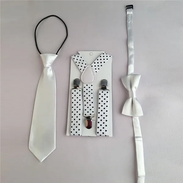 White Set Модный стильный Детский комплект для мальчиков с галстуком-бабочкой+ галстуком на подтяжках; свадебная одежда; аксессуары; HHtr0005a03 - Цвет: White Set