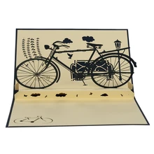 3D pop up ручной лазерный разрез винтажные открытки Винтаж велосипед креативные подарки открытка День рождения поздравительные открытки для влюбленных
