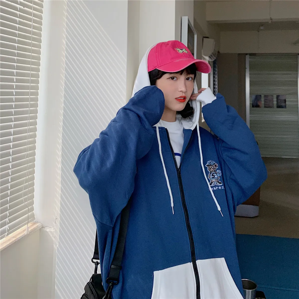 

Zip-up Hoodie Women Loose Fashion Sweatshirt Pockets Letter Casual Oversized Harajuku Streetwear Womens Tops Clothes Trendy