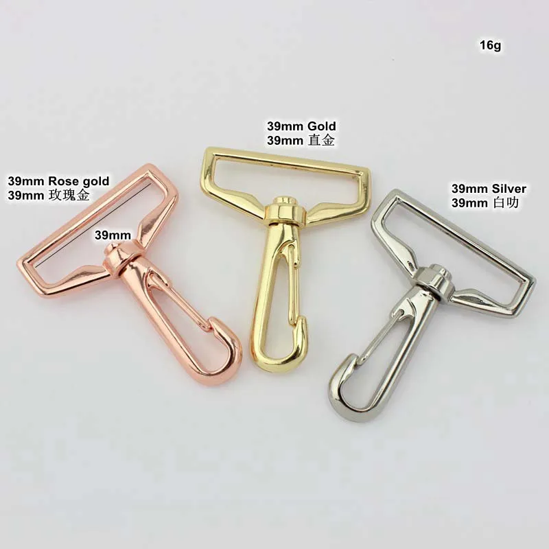 10-30pcs 39mm NEW Rose gold trigger snap hooks metal swivel clasp lobster claws swivel clip attached hardware clasp carabines