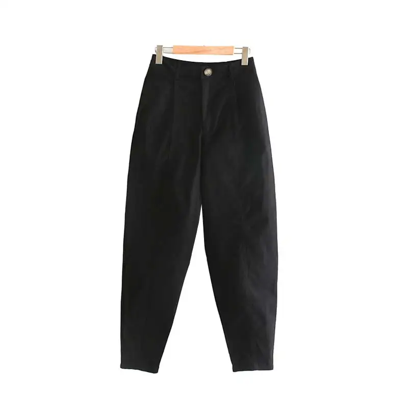 Vadim женские базовые черные брюки на молнии, дизайнерские женские повседневные брюки с карманами, шикарные брюки длиной до щиколотки KB165 - Цвет: black