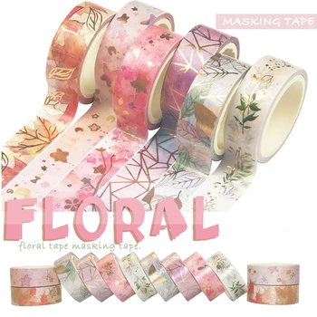 

6PCS/SET Floral Flower Washi Tape Set Foil Planner DIY Decoration Stationery Stickers Vintage Washi Tape Scrapbooking Masking