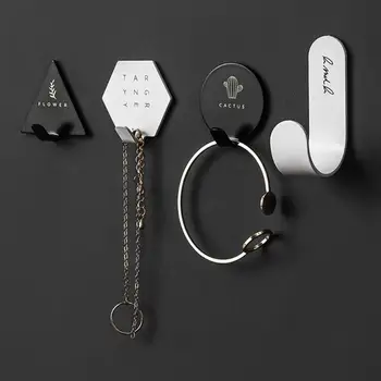 

4PCS Geometric Shape Wrought Iron Hooks Storage Decorative Hooks Office Home Decorations Accessories Wall Key Holder Organizer
