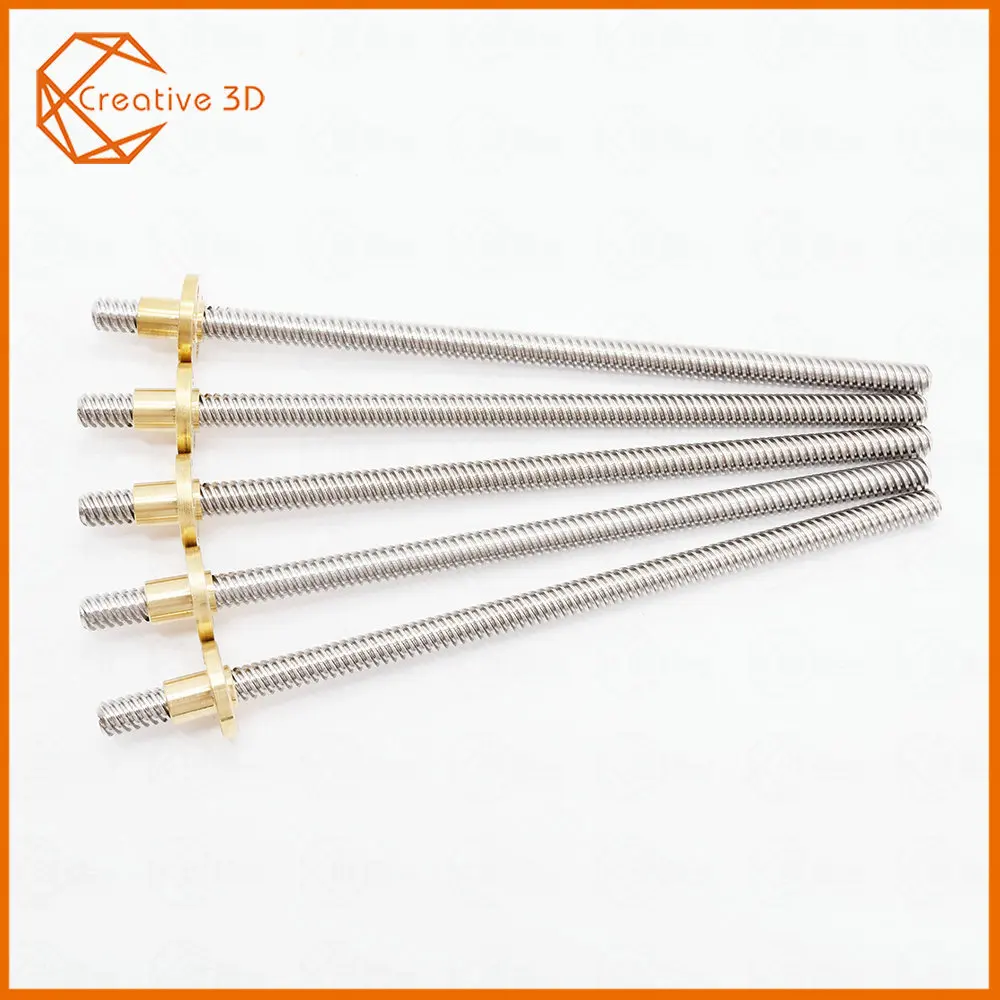 

T8 Lead Screw OD 8mm Pitch 2mm Lead 8mm 100mm 150mm 200mm 250mm 300mm 330mm 350mm 400mm 500mm with Brass Nut for Reprap 3D Print