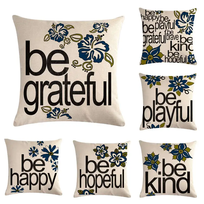 45*45 см наволочка с надписью Be Happy Hopeful для подушки автомобильные хлопковые льняные