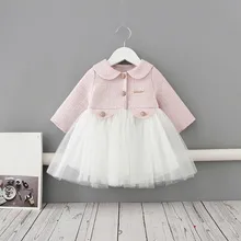 Платье принцессы для маленьких девочек; весна г.; платье с длинными рукавами для первого дня рождения; Одежда для маленьких девочек; платья для малышей; Vestidos