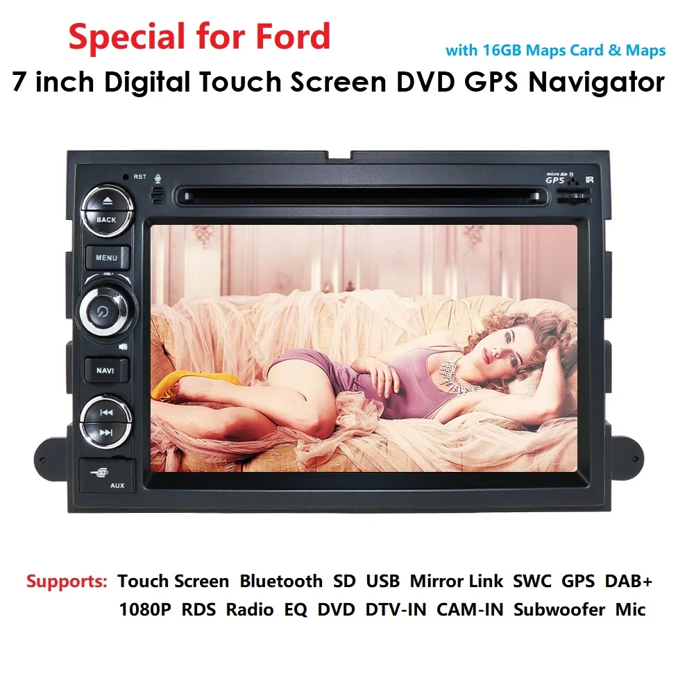 Best Fit Ford F-150 F-250/350/450/550 Mustang DVD GPS Navi Receiver Player Stereo Video Audio Support TV Rearview Cam OEM Replacement 1