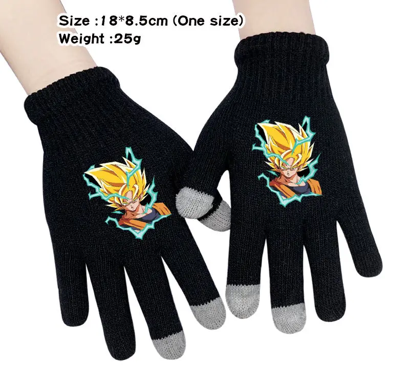 Dragon Ball Супер аниме вязаные перчатки Dragon Ball Saiyan Мультяшные перчатки мужские модные теплые перчатки варежки подарки