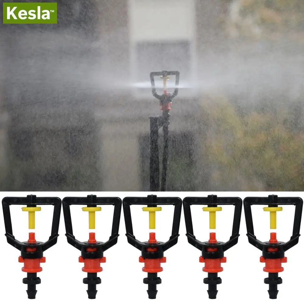 

KESLA 5PCS Greenhouse 360 Refraction Micro Nozzle Garden Drip Irrigation Misting System Hanging Humidifier Sprayer w 4/7mm Barb