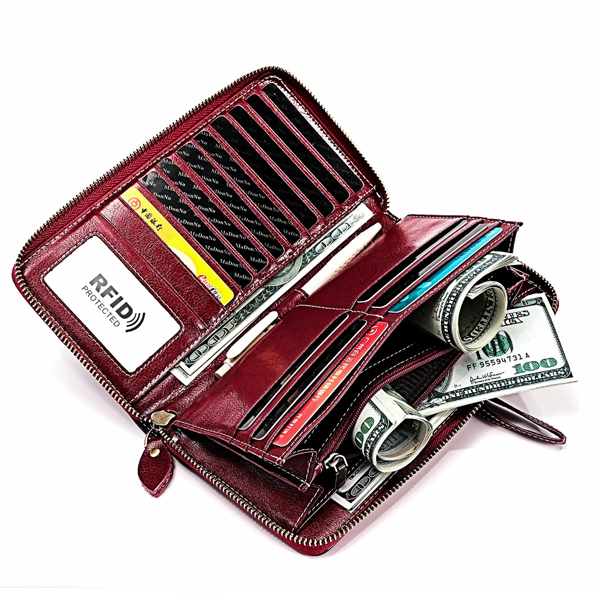 

RFID Large Capacity Long Leather Women Wallet Purse