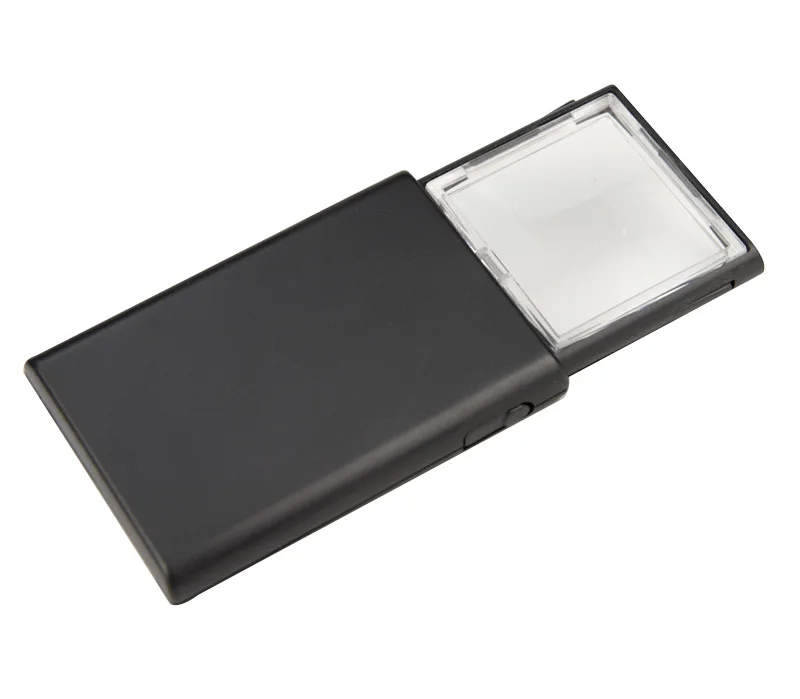 La couleur noire Loupe de carte popup 2X avec lumière LED pour la