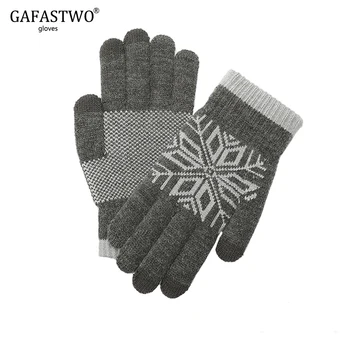 

Knitted Wool Touch Screen Gloves Mens Winter Warm Thickening Plus Velvet Driving Couple Female Full Finger Wool Students