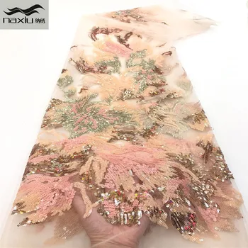 

Madison Sequins Lace Fabric Best Quality Lace For Women Dress Embroidery French Tulle Lace Wedding Dress 5Yards