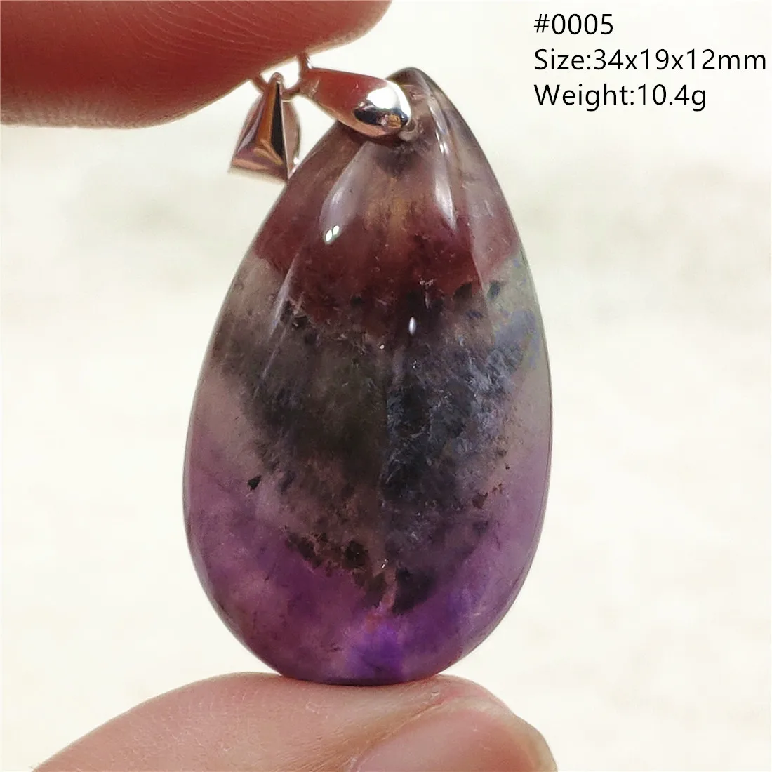 Genuine Natural Cacoxenite Auralite 23 Purple Red Pendant Water Drop Rutilated Bead Women Men AAAAAA